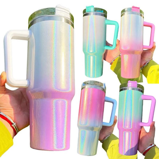 40oz Travel Mug - Ombre Gradient Shimmer Holographic Tumbler - Blank  Sublimation